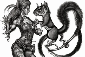 squirrel warrior woman tattoo idea