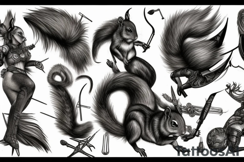 squirrel warrior woman tattoo idea