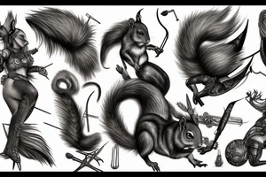 squirrel warrior woman tattoo idea