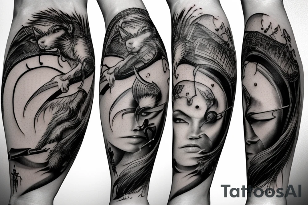 squirrel warrior woman tattoo idea