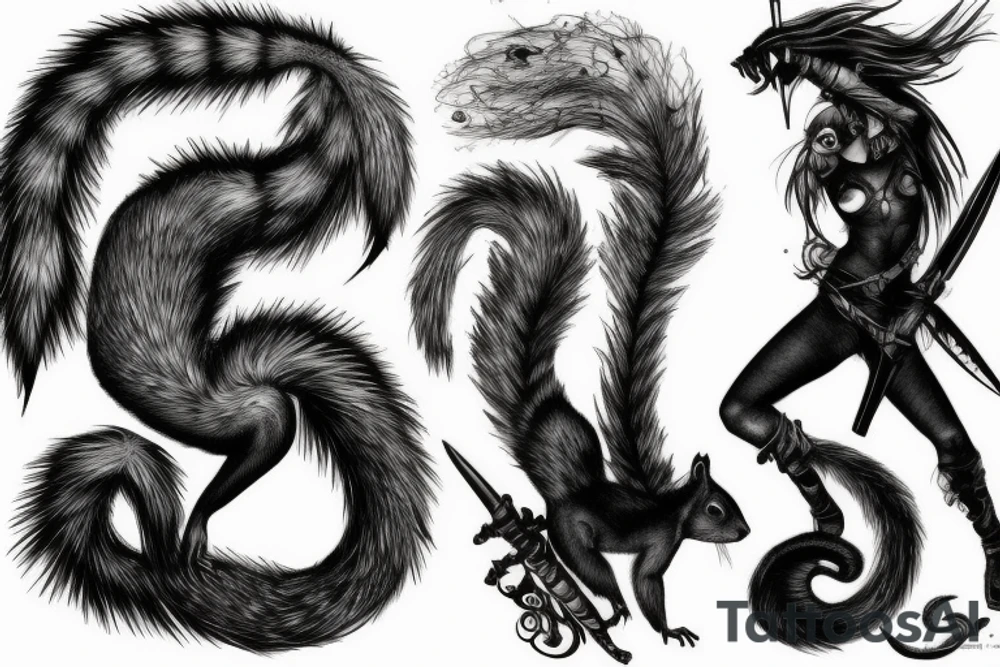 squirrel warrior woman tattoo idea