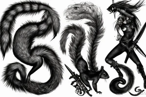squirrel warrior woman tattoo idea