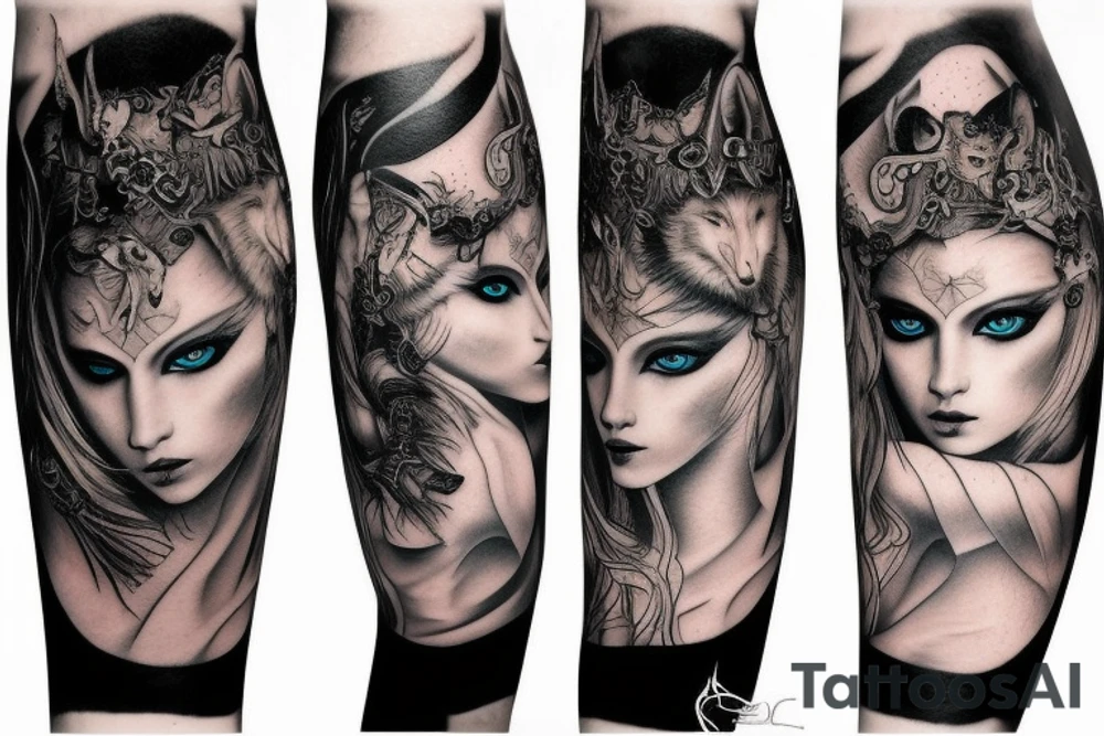 squirrel warrior woman tattoo idea
