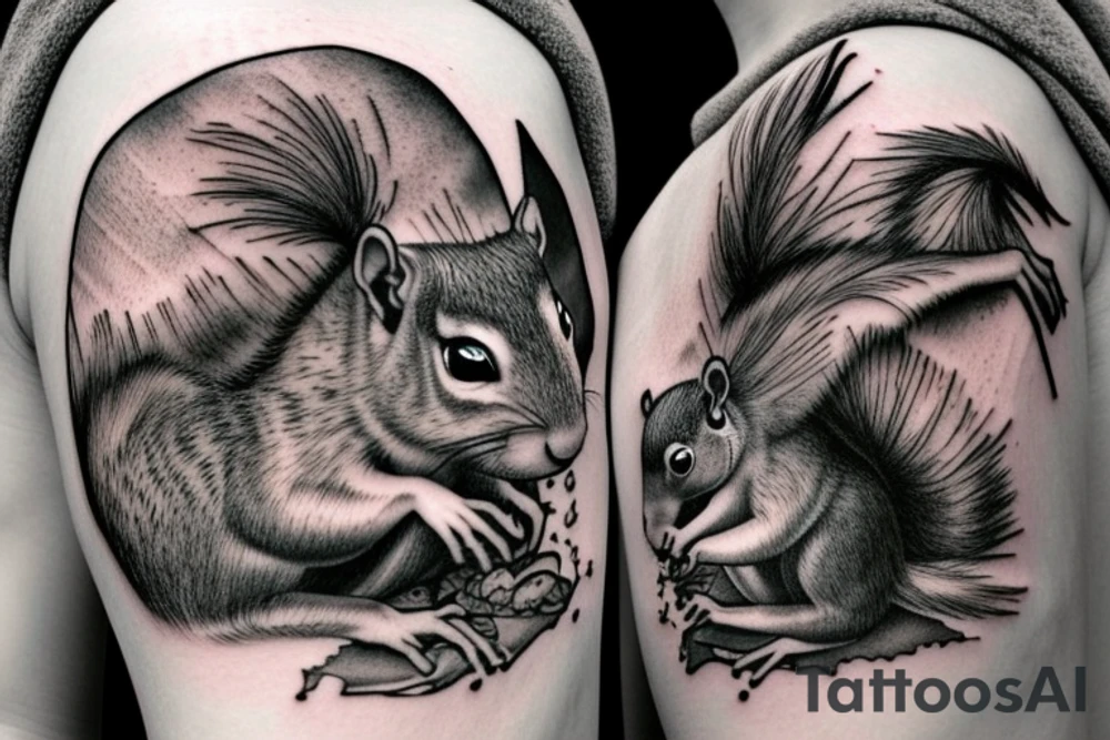 squirrel warrior woman tattoo idea