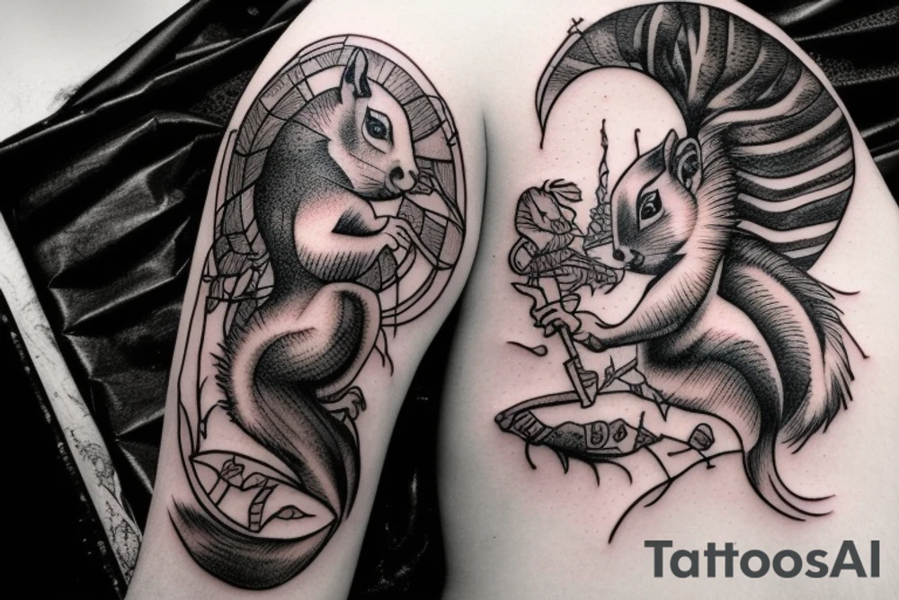 squirrel warrior woman tattoo idea