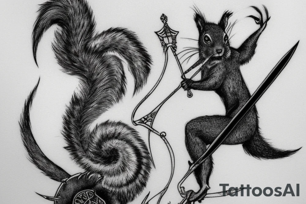 squirrel warrior woman tattoo idea