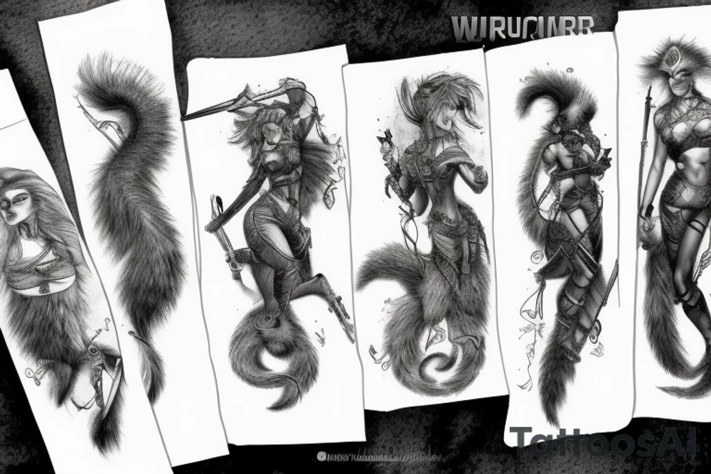 squirrel warrior woman tattoo idea