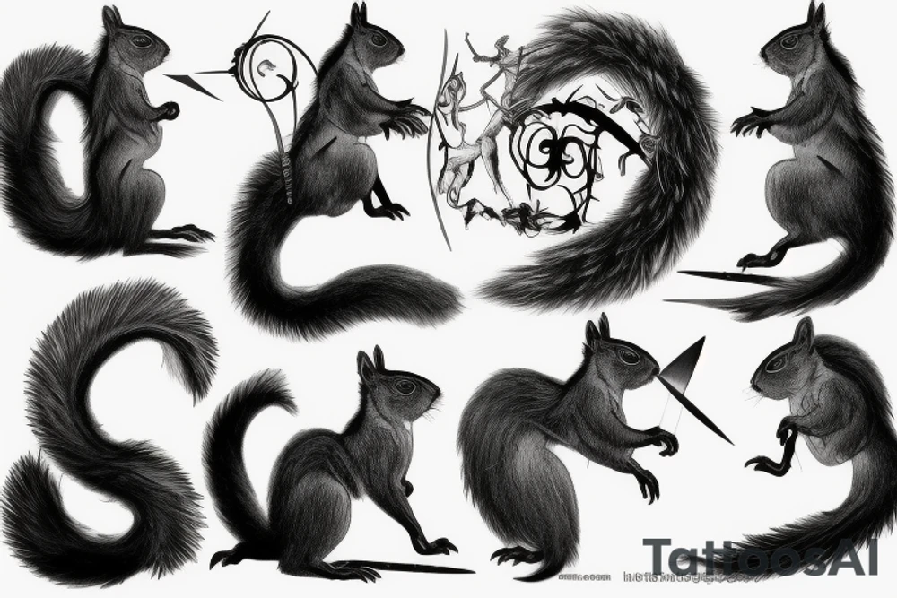 squirrel warrior woman tattoo idea