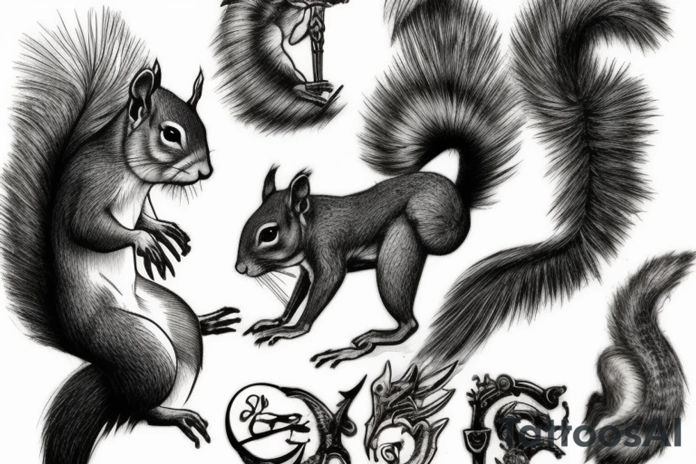 squirrel warrior woman tattoo idea