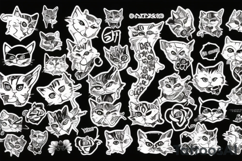 punk cat tattoo idea