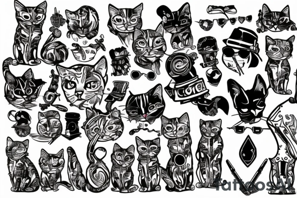 punk cat tattoo idea
