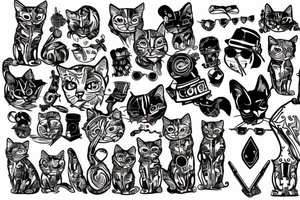 punk cat tattoo idea