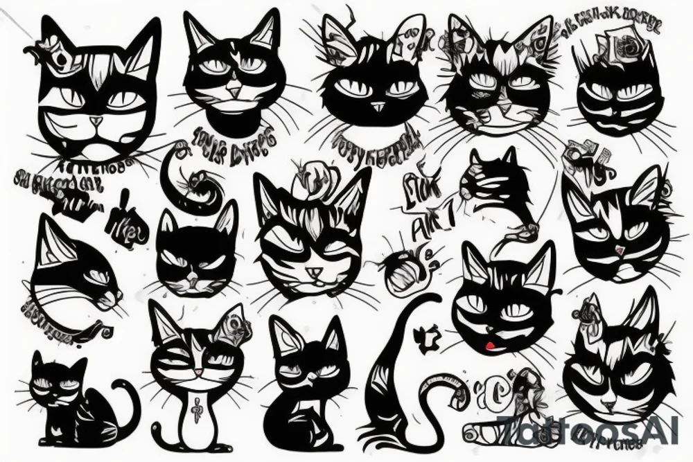 punk cat tattoo idea