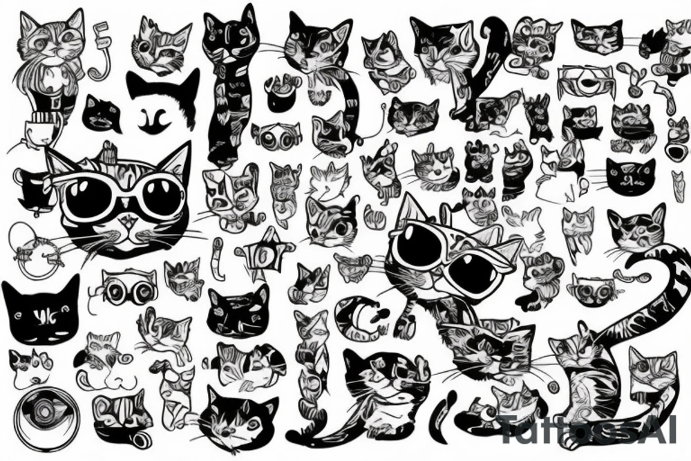 punk cat tattoo idea
