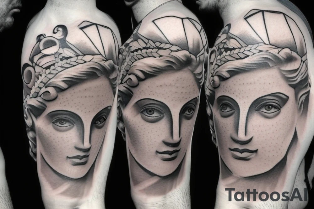 Greek statue head tattoo idea