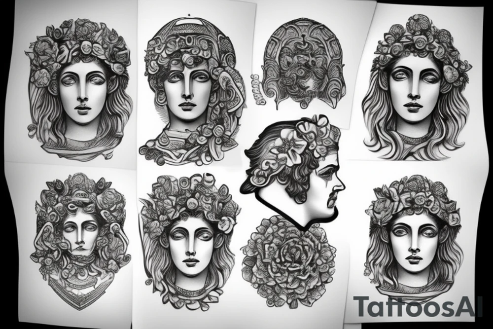 Greek statue head tattoo idea