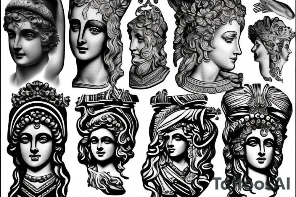 Greek statue head tattoo idea