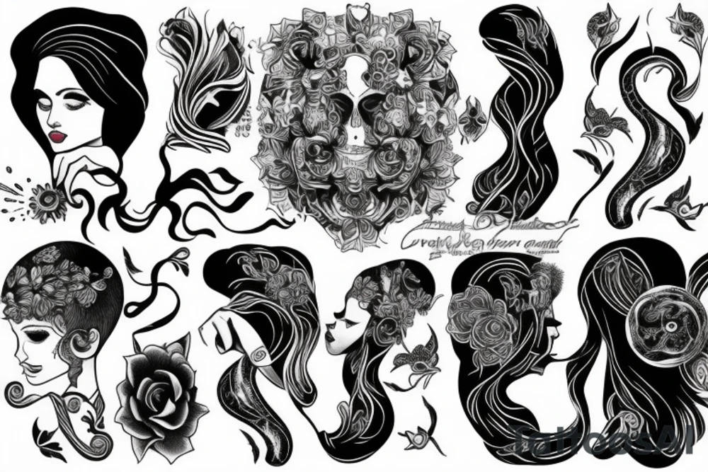 Masculine and feminine duality tattoo idea