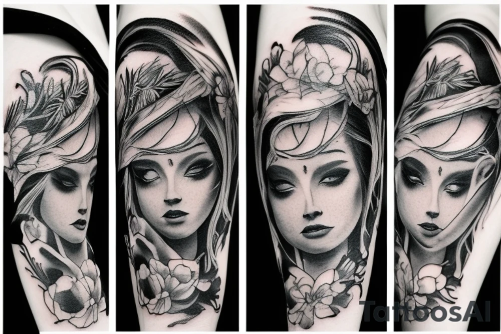 Masculine vs feminine duality tattoo idea