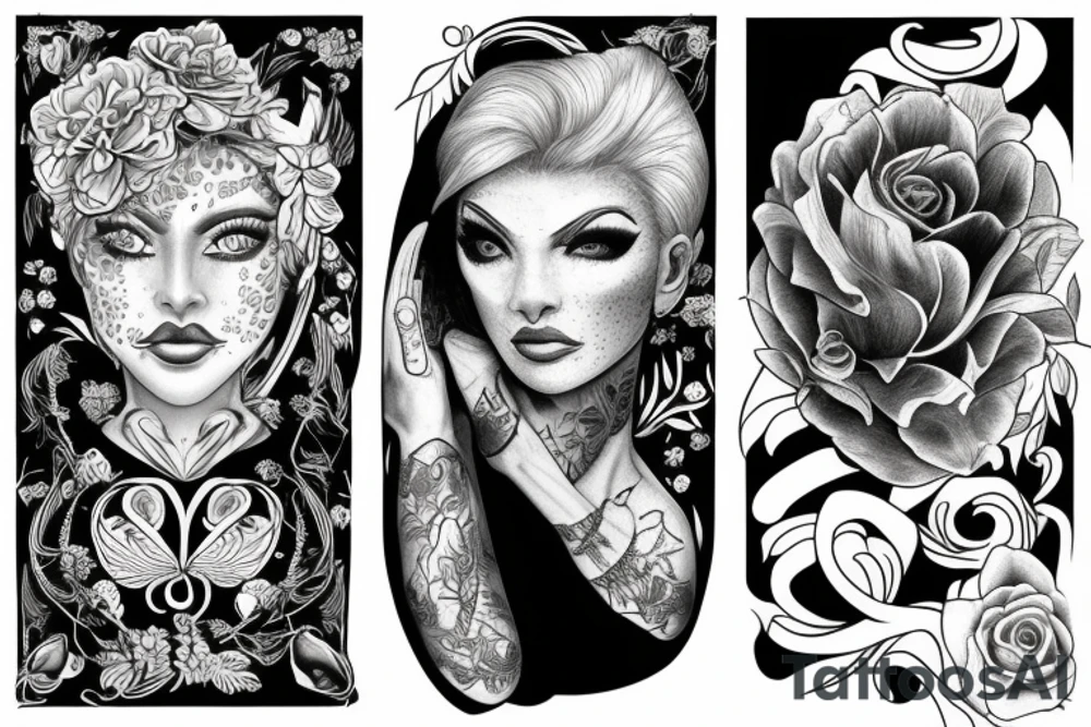 Masculine vs feminine duality tattoo idea