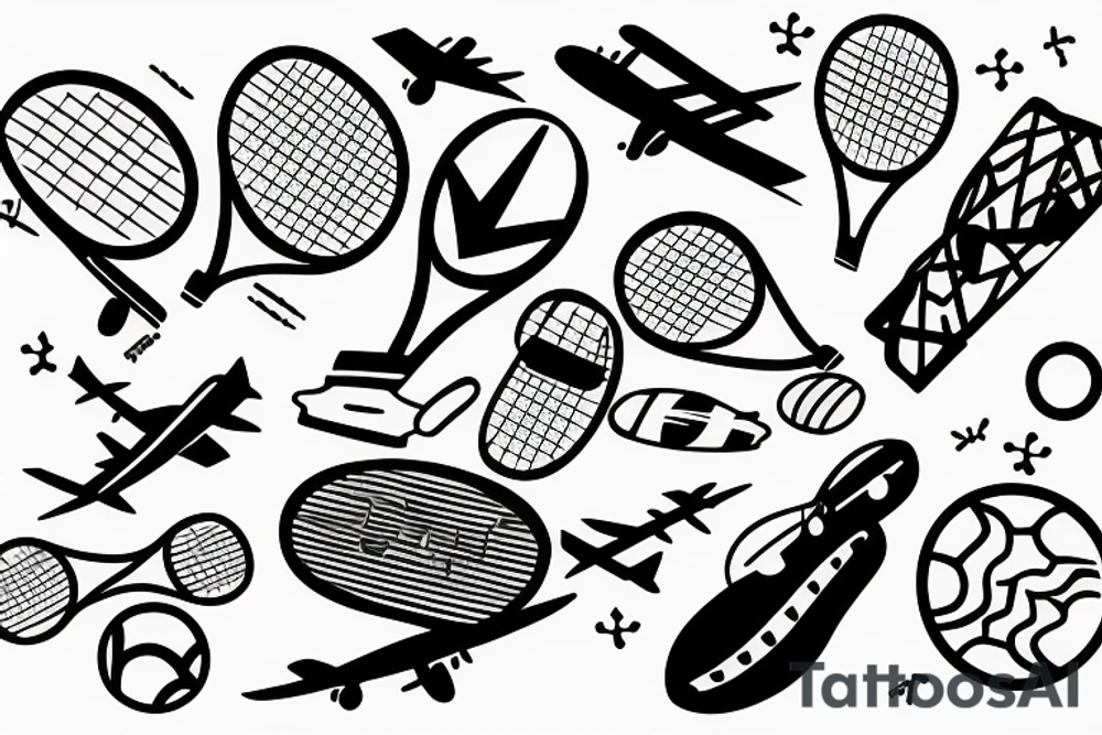 Tennis court airplane flying overhead tattoo idea
