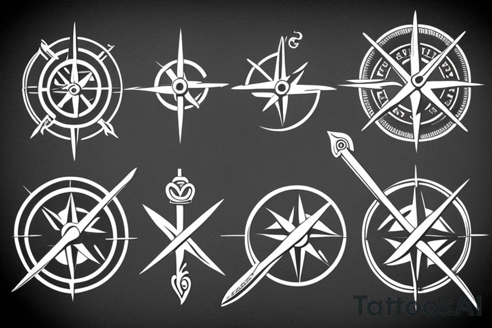 sword with a compass tattoo idea