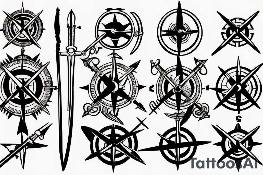 sword with a compass tattoo idea