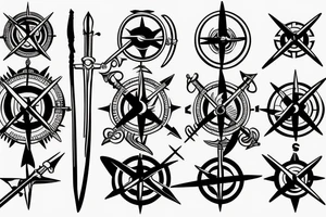 sword with a compass tattoo idea