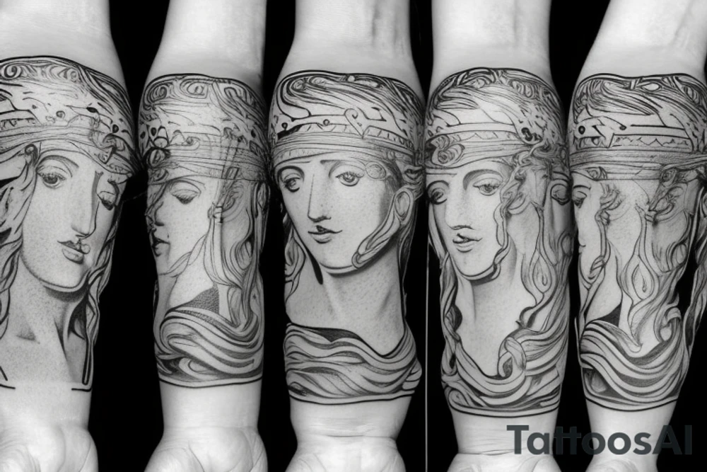 greek statue outline tattoo idea