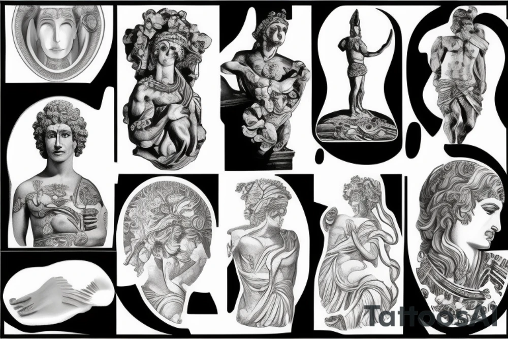 greek statue outline tattoo idea