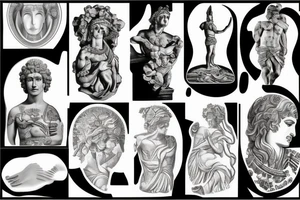 greek statue outline tattoo idea