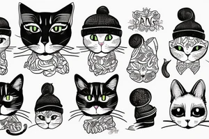 Cat wearing beanie tattoo idea