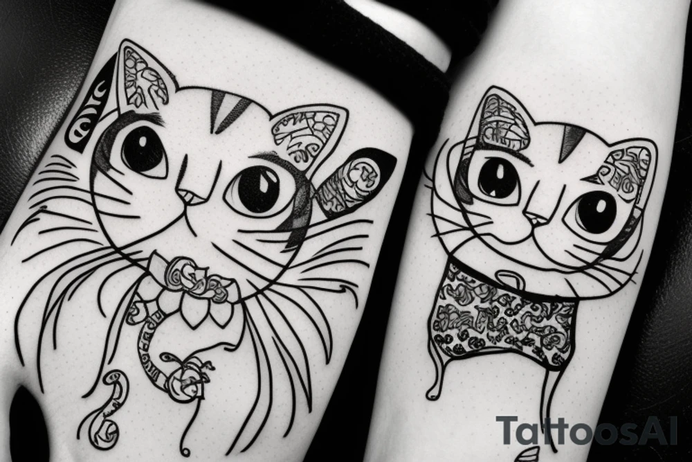 Cat wearing beanie tattoo idea
