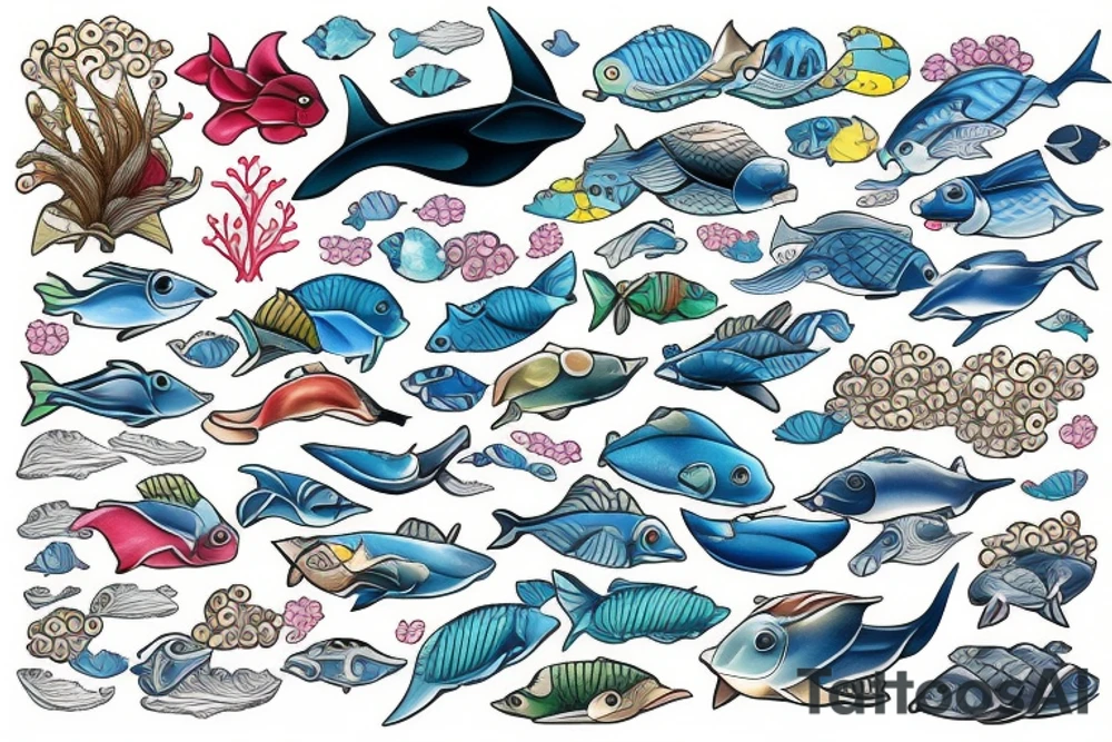 Packchi is swimming in the ocean tattoo idea