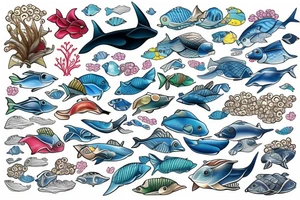 Packchi is swimming in the ocean tattoo idea