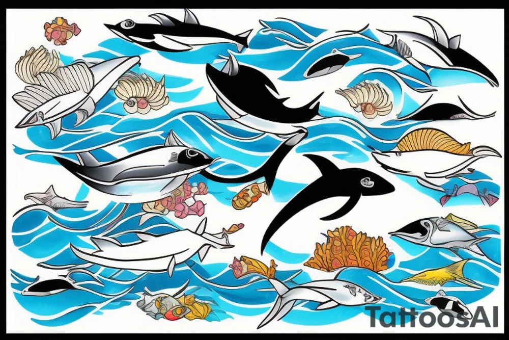 Packchi is swimming in the ocean tattoo idea