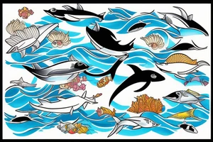 Packchi is swimming in the ocean tattoo idea