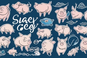 Pig is swimming in the ocean tattoo idea