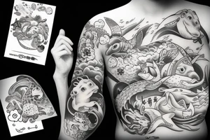 Pig is swimming in the ocean tattoo idea