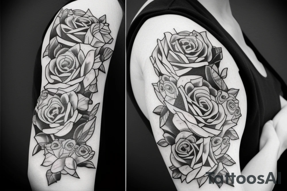 shoulder sleeve with rose, tiger, eye, tattoo idea shoulder sleeve with rose, tiger, eye, tattoo idea