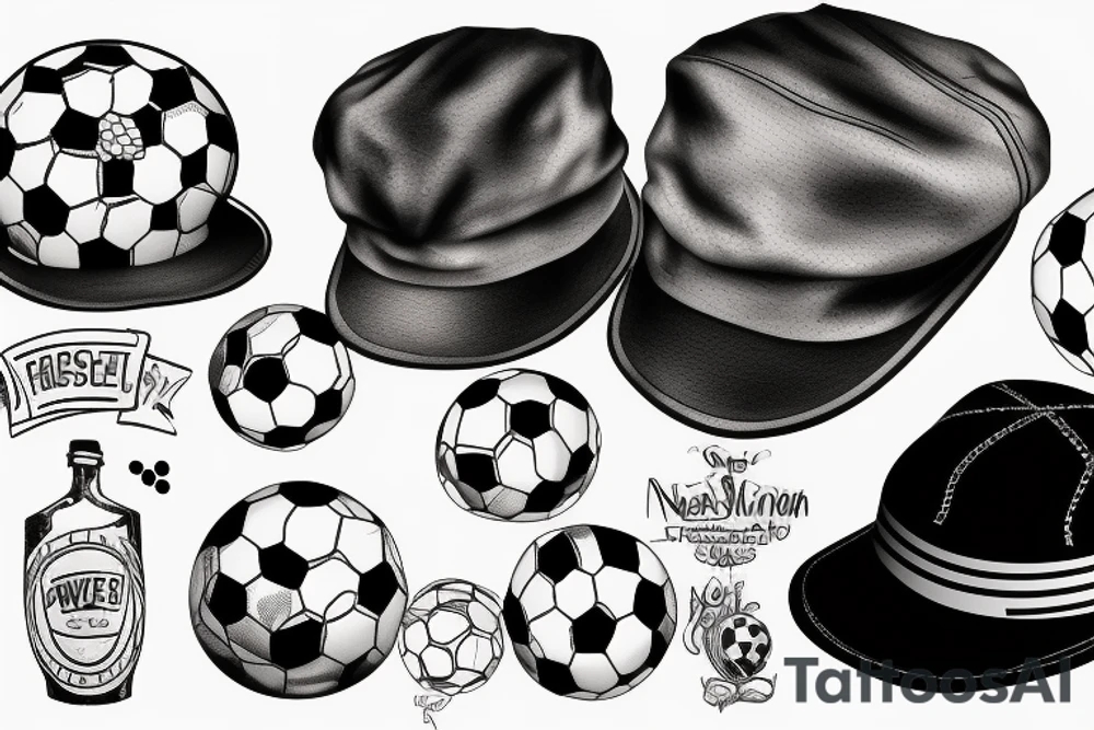 Newsboy cap with soccer ball tattoo idea
