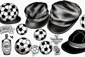 Newsboy cap with soccer ball tattoo idea