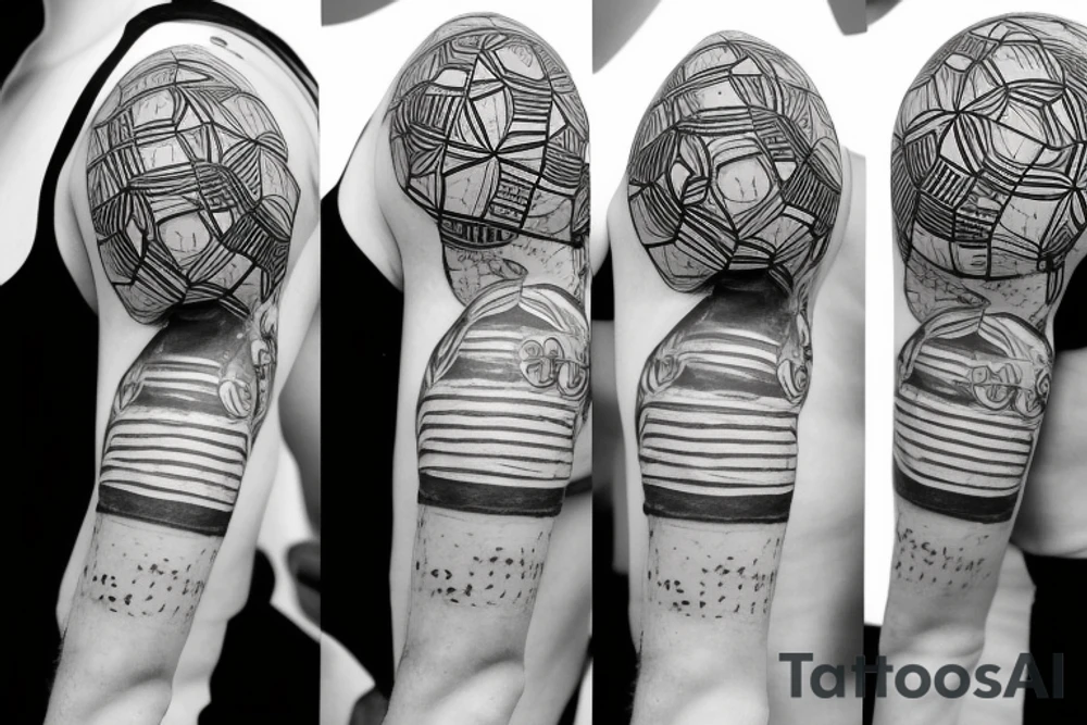 Newsboy cap with soccer ball tattoo idea