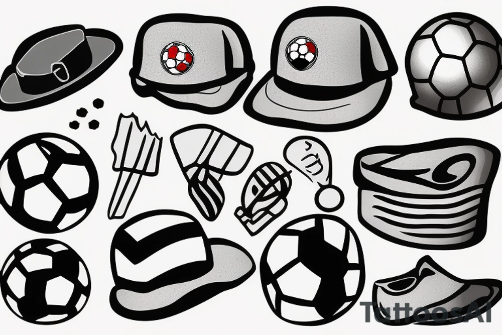 Newsboy cap over a soccer ball tattoo idea