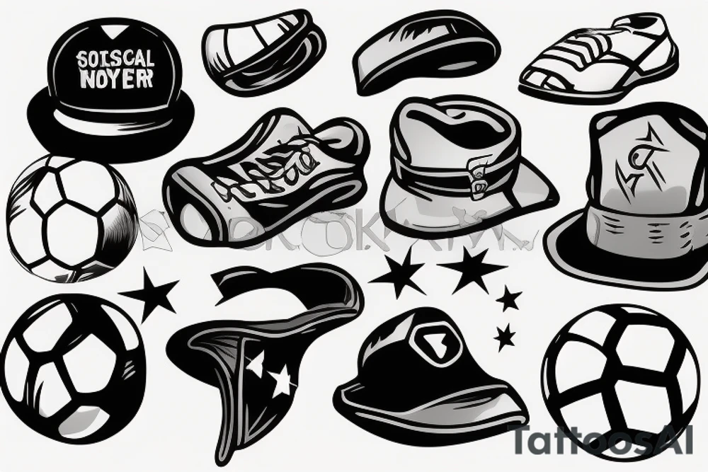Newsboy cap over a soccer ball tattoo idea