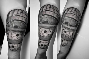 Newsboy cap over a soccer ball tattoo idea