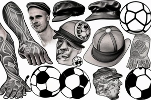 Newsboy cap over a soccer ball tattoo idea