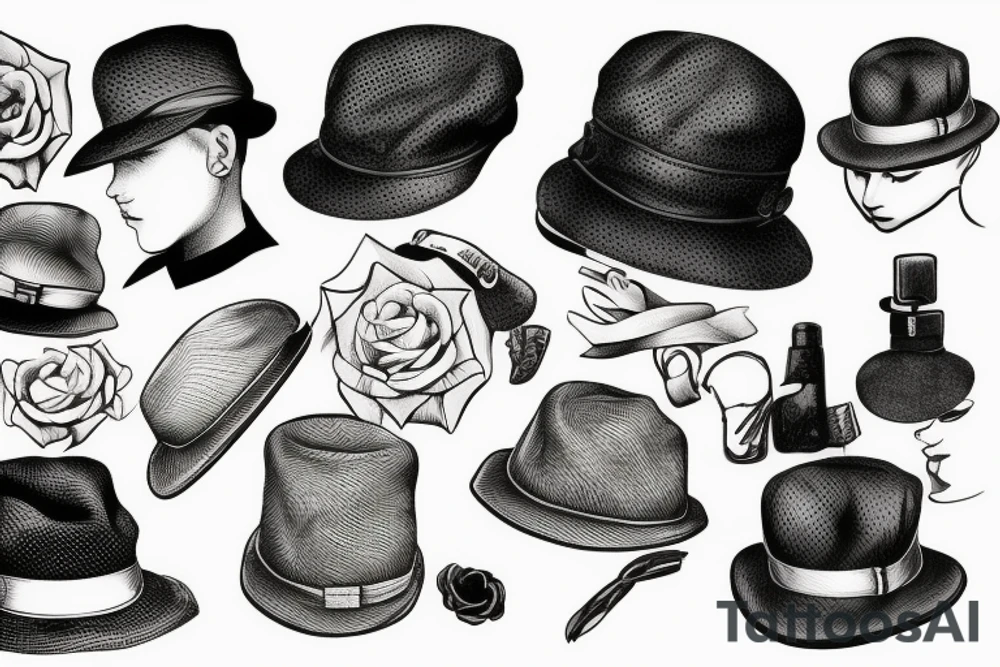Newsboy cap isolated tattoo idea