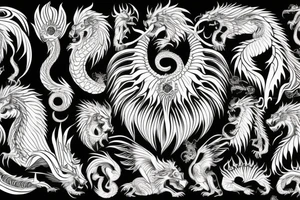 Mystical lion dragon shaman pegasus
Lions mane
Dragons wings
Dragons claws
Crystall ball
Vertical
Dark
Spiritual tattoo idea