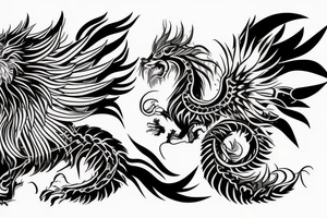 Mystical lion dragon shaman pegasus
Lions mane
Dragons wings
Dragons claws
Crystall ball
Vertical
Dark
Spiritual tattoo idea